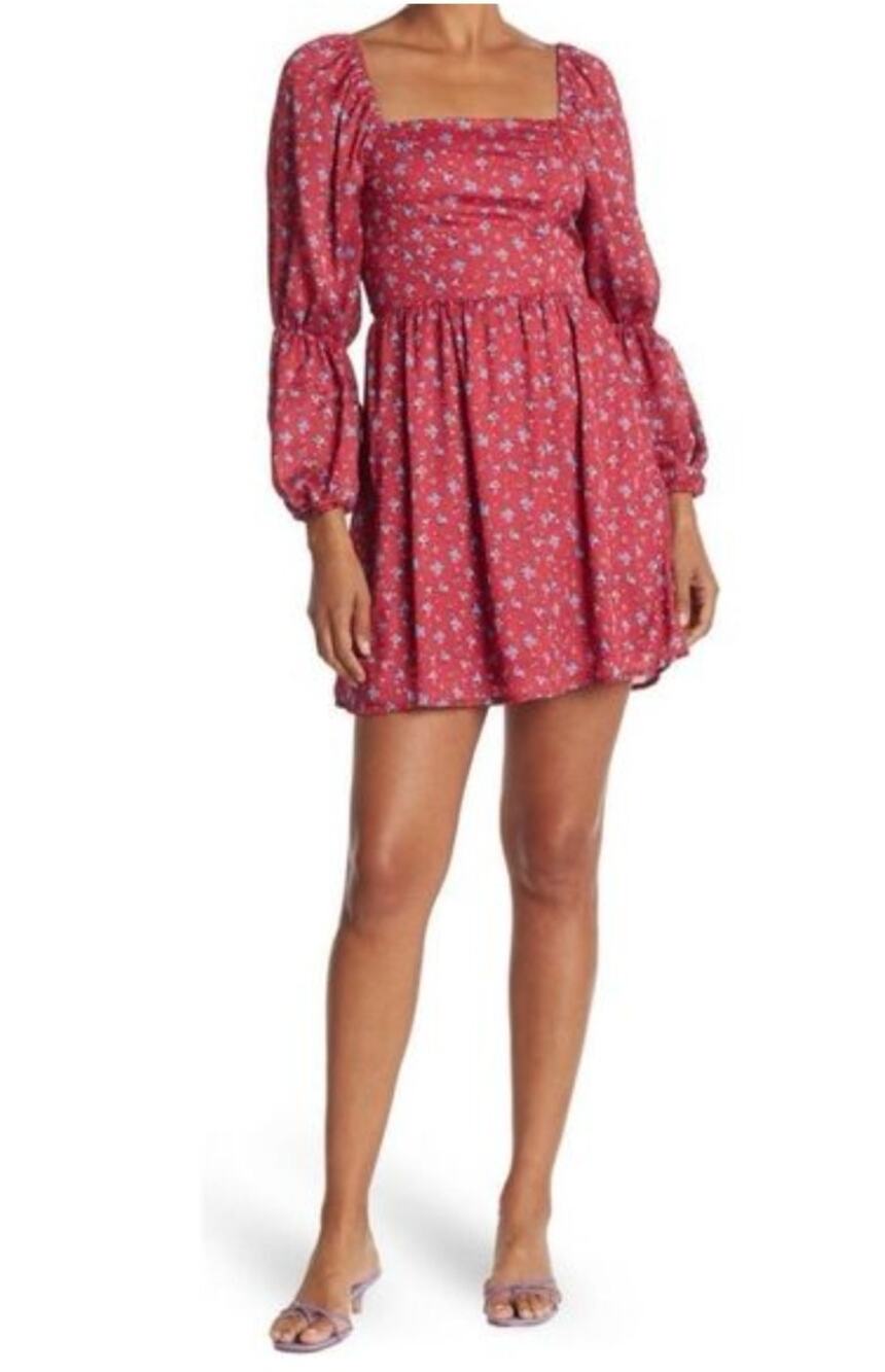 NSR Ditsy Floral Print Squared Neckline Minin Dress
